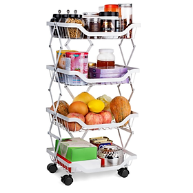Giỏ đựng đồ nhà bếp 4 tầng có bánh xe xếp gọn Kitchen Storage Basket