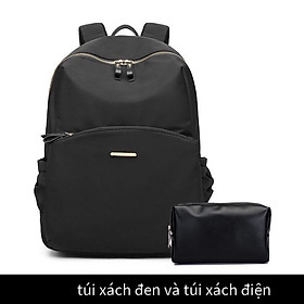 Giá thấp nhất ba lô túi máy tính túi xách nữ phiên bản Hàn Quốc của xu hướng thời trang mới ba lô du lịch vải Oxford thông thường dành cho doanh nhân - [Gói] Gói nguồn PU đen + đen