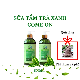 Sữa tắm trà xanh Come on chai 500ml, tặng túi thơm cà phê, sữa tắm trắng da toàn thân, sữa tắm trị mụn lưng, cấp ẩm cho da