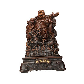 Sitting Buddha Statue, Buddha Sculpture Antique Decorative Feng Shui Chinese Buddha Statue, Laughing Buddha Figurine for Garden Office Desktop