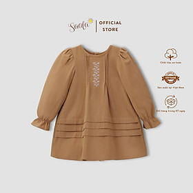 Đầm Bé Gái Xếp Ly Tay Dài Thêu Hoa - SAOLA KIDS CLOTHING - DRC001 - Màu Vàng Nâu