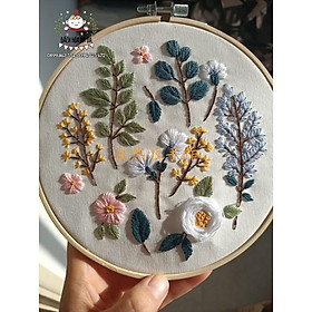 Mua (có sẵn) Kit thêu tay trang trí DIY Bộ Combo thêu Tranh hoa cỏ  kit tập thêu mẫu hoa mùa xuân  sang thu Bách hóa na na