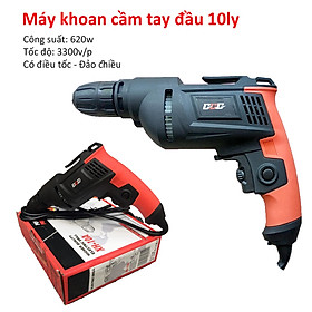 Máy khoan cầm tay, khoan bắn vít - khoan gỗ -bắn tôn, có đảo chiều + điều chỉnh tốc độ, đầy 10ly lõi đồng