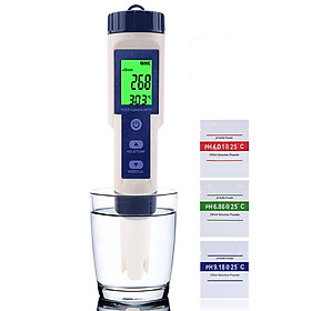 Thiết bị đo độ pH kỹ thuật số 5 trong 1 TDS EC Nội dung muối nhiệt độ pH thử nghiệm độ chính xác cao