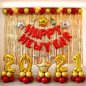 Sét Bóng Trang Trí Năm Mới Happy New Year Chúc Mừng Năm Mới