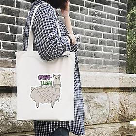 Túi Vải Đeo Vai Tote Bag In Hình No Problem Llama Mẫu 02