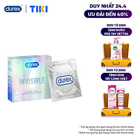 Bao cao su Durex Invisible Extra Thin Extra Sensitive 1 Hộp 3 Bao