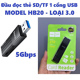 Đầu đọc thẻ nhớ SD / TF chuẩn 3.0 cho laptop  hoco HB20 - Hàng chính hãng - USB 3.0