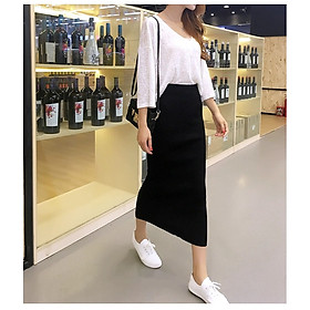 Chân váy midi dài qua gối chân váy len Haint boutique HB02