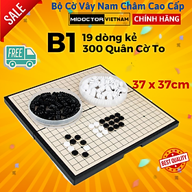 Bộ cờ vây nam châm B1 cao cấp, kiêm cờ ca-rô caro, 19 dòng kẻ, 300 quân - chính hãng miDoctor