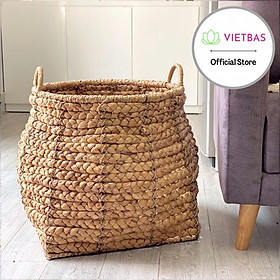 Giỏ lục bình đựng đồ VIETBAS tròn có quai 3 size MAU138