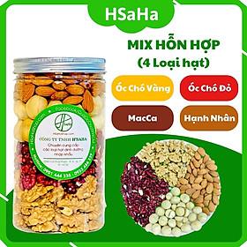 Mix Hạt Dinh Dưỡng Dành Cho Bà Bầu - 4 Loại Tách Vỏ - HSaHa - 500g ( Quả Óc Chó Vàng, Óc Chó Đỏ, Mắc Ca, Hạnh Nhân )