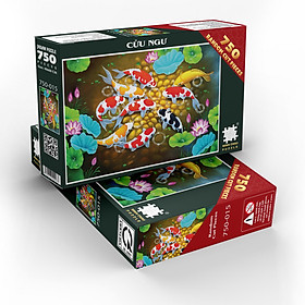 Tranh Xếp Hình Random Cut 750 Mảnh Minh Châu – Cửu Ngư (40x60cm)