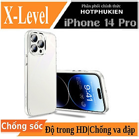 Ốp lưng chống sốc cho iPhone 14 / 14 Plus / 14 Pro / 14 Pro Max mặt lưng trong suốt siêu mỏng 0.88mm hiệu X-Level Sparkling Series độ trong tuyệt đối, chống trầy xước, chống ố vàng, tản nhiệt tốt - hàng nhập khẩu - iPhone 14 pro