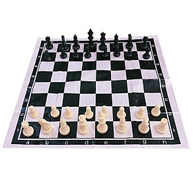 Bộ cờ vua nhựa đen-trắng cao cấp cho bé ( Tặng kèm bàn cờ ni lông 40x40cm)
