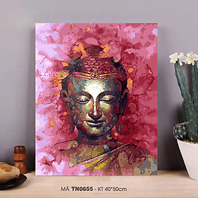 Tranh sơn dầu số hóa tự tô màu theo số về Phật - Mã TN0655 Phật hồng