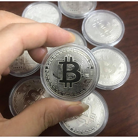 Mua Xu Bit coin lưu niệm màu bạc  kèm hộp sang trọng