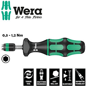 Tua vít cân chỉnh lực Wera 05074700001 7440  dải lực 0,3 - 1,2 Nm với đầu vào tháo lắp nhanh 1/4