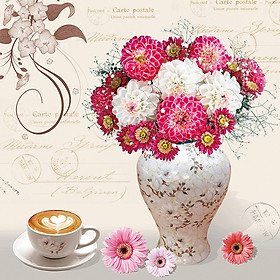 DIY 5D Diamond Painting Pink White Bunch Flowers Rhinestone Embroidery Full Drill Gem Pictures Wall Art Craft and Home