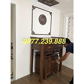bộ bàn thờ gỗ sồi màu óc chó 127cm