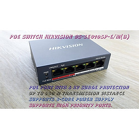 Mua thiết bị mạng Switch POE 4 cổng thông minh HIKVISION DS-3E1105P-EI (Hàng chính hãng Hikvision Việt Nam)