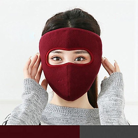 Khẩu trang ninja vải nỉ kính bảo vệ mắt dán gáy che kín tai chạy xe phượt nam nữ - khau trang ni - Đỏ đô