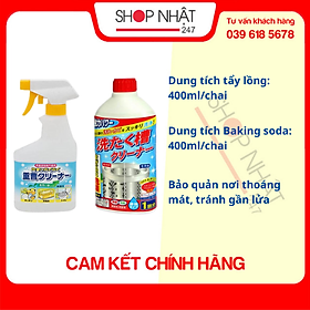 Combo chai xịt baking soda 400ml Rocket + chai nước tẩy lồng máy giặt 400ml nội địa Nhật Bản
