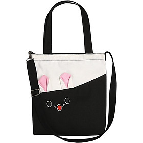 Túi vải tote nữ đeo chéo+xách tay in tai thỏ