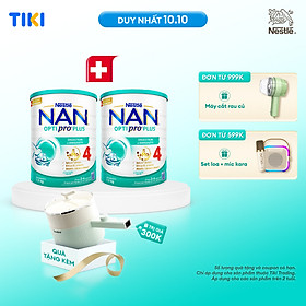 Bộ 2 lon Sữa bột NAN OPTIPRO PLUS 4 Nestle Bé 2-6 tuổi 1500g/lon Giúp tiêu hóa tốt
