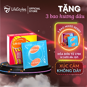 Bao cao su LifeStyles Fantasy Gân Ngang, Nhiều Gel Bôi Trơn tăng Khoái Cảm - Hộp 3 bao