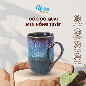 Cốc có quai men hồng tuyết - gốm sứ cao cấp Bát Tràng C10*7.5cm
