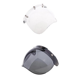 Motorbike 3-Snap Bubble Wind Shield Visor For Harley Helmet Clear & Dark Smoke