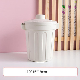 Mua Thùng rác mini  hộp đựng nhỏ hình chiếc xô để bàn học bàn làm việc có nắp đậy tiện lợi màu ghi PK639