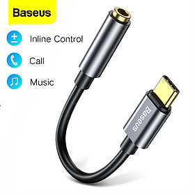 Đầu chuyển Type C sang Audio AUX 3.5mm Baseus L54 (Type-C Male to 3.5mm Female Adapter, built-in DAC, 24-bit/48kHz)-Hàng Chính Hãng