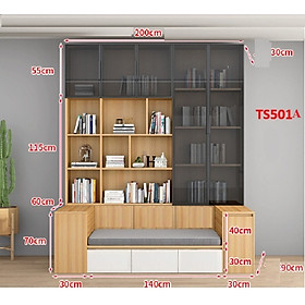 Mua TỦ KỆ SÁCH CÁNH KÍNH KÈM GHẾ NGỒI TS501A - NỘI THẤT LẮP RÁP VIENDONGADV