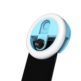 3-in-1 Mini Clip-on Smartphone Fill-in Light & Mobile Phone Camera Lens Kit 3 Levels Brightness LED Light 0.63X Wide