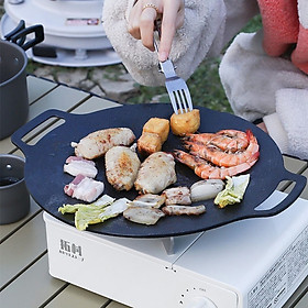 Chảo Đá Nướng Thịt Kiểu Hàn Quốc, Vỉ Nướng BBQ Chống Dính Không Cần Dầu Size 34cm Hàng Chính Hãng MINIIN