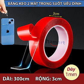 Băng Dính 2 Mặt Đa Năng Keo Trong Suốt Dày 2mm Băng Dính Nano Dán Tường Siêu Dính