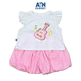 Bộ quần áo Ngắn bé gái họa tiết Đàn Hồng Thun cotton - AICDBTNVHOR9 - AIN Closet