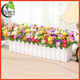 Giỏ Hoa Lụa, Hàng Rào Hoa 50cm Trang Trí Ban Công, Chân Tường, Cửa Sổ, Kệ Tủ - Cúc én mix màu - 50cm