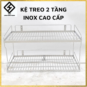 Kệ treo 2 tầng INOX đặc cao cấp 100%có sóng đĩa, kệ bếp đựng tô, chén, bát