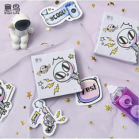 Bộ 45 Sticker Hàn Quốc hình UFO dễ thương dán trang trí E95