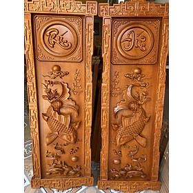 Mua Tranh treo tường lý ngư vọng nguyệt bằng gỗ gõ đỏ kt 37×117×4cm