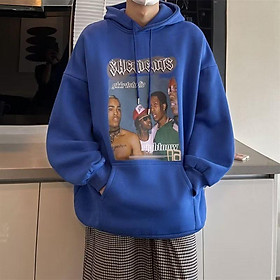 Áo Khoác Hoodie Cotton Dày Dáng Rộng In Họa Tiết Phong Cách Hip Hop Mỹ Thời Trang Cho Nam