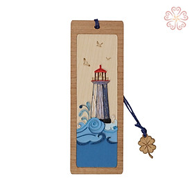 Bookmark giấy xoắn - ngọn hải đăng - size 13.5 x 5.3 cm