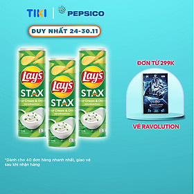 Combo 3 Lay s Stax Khoai Tây Miếng Vị Kem Chua Hành 100gr