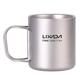 Lixada 330ml Double Wall Titanium Water Cup Coffee Tea Mug for Home Outdoor Camping Hiking Backpacking Picnic