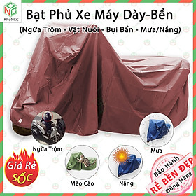 (Dày Bền) Bạt Phủ Áo Trùm Xe Máy Vải Dù Cỡ 2 - Hàng Chính Hãng KhoNCC - Che Mưa Nắng Thời Tiết Khắc Nghiệt Loại Lớn Cho Dòng Xe Tay Ga - Xe Số Thông Dụng - KhoNCC-BPXVD (Nhiều Màu)