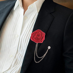 Rose Flower Tassel Chain Brooch Novelty for Celebration Wedding Anniversary