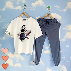 COMBO TIẾT KIỆM Set Đồ Bộ Áo Thun Tay Lửng Quần Kẻ 3Sọc, Quần Ulzzang 2 Sọc